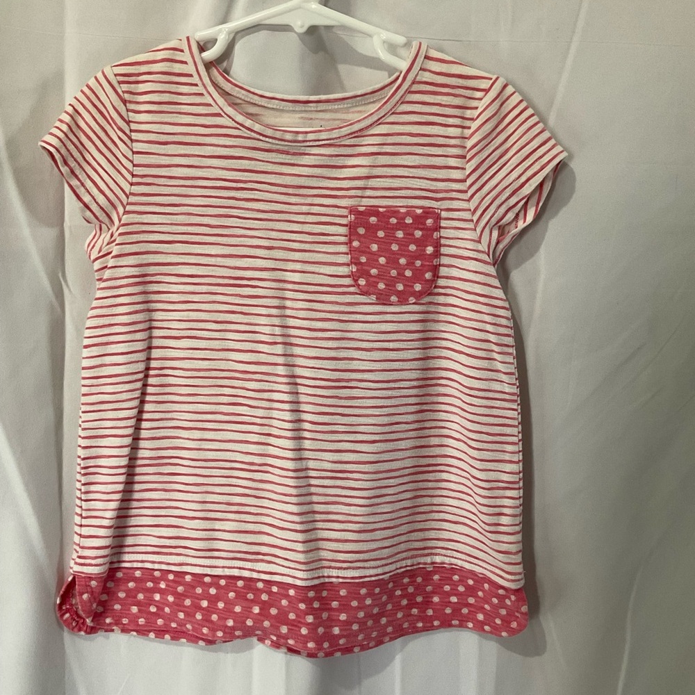 Jumping Beans Girl Pink Stripe/Polka Dot T-Shirt Size 5